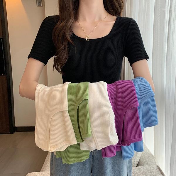 women's t-shirt spring and summer 2021 slim thin short-sleeved bottoming sweater short ice silk tide, White
women's t-shirt spring and summer 2021 slim thin short-sleeved bottoming sweater short ice silk tide, White