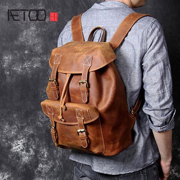 retro large-capacity first layer leather backpack, men's handmade crazy horse travel backpack
retro large-capacity first layer leather backpack, men's handmade crazy horse travel backpack