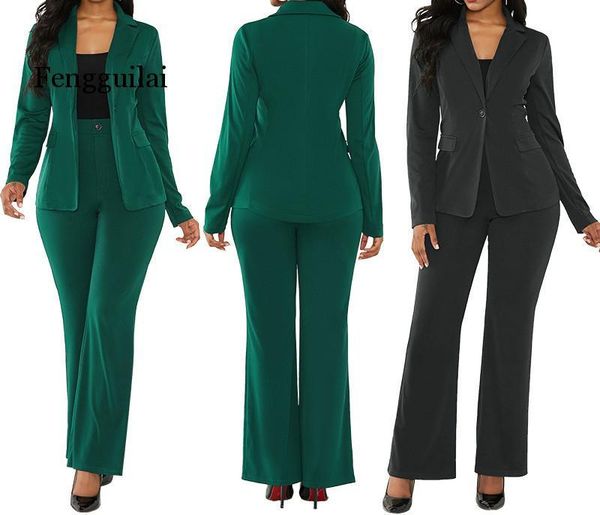 women's suit office two piece set long sleeve pants 2 female winter pieces sets, White
women's suit office two piece set long sleeve pants 2 female winter pieces sets, White
