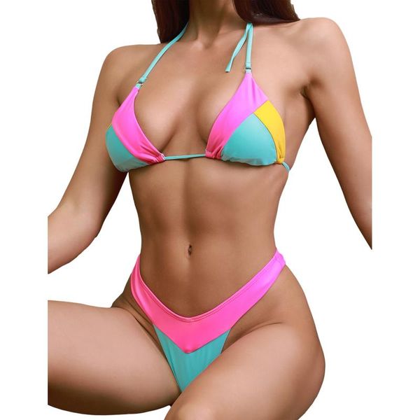 women's swimwear women 2pcs bikini suit deep v-neck large size bath suits lace-up halter triangle bottoms ladies swimsuit separate, White;black
women's swimwear women 2pcs bikini suit deep v-neck large size bath suits lace-up halter triangle bottoms ladies swimsuit separate, White;black
