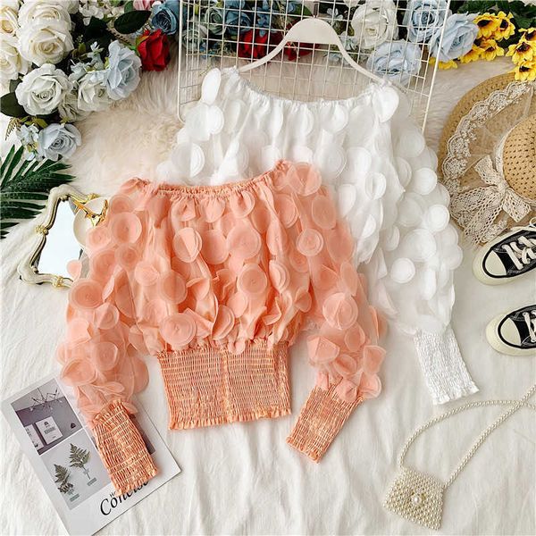 shirt slash neck polka dot mesh patchwork lantern sleeveorganza see through long sleeve women blouse 210601, White
shirt slash neck polka dot mesh patchwork lantern sleeveorganza see through long sleeve women blouse 210601, White