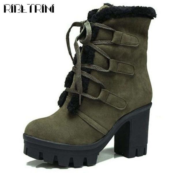 boots ribetrini women shoes solid platform lace up ankle thick bottom warm plush comfy stylish winter, Black
boots ribetrini women shoes solid platform lace up ankle thick bottom warm plush comfy stylish winter, Black