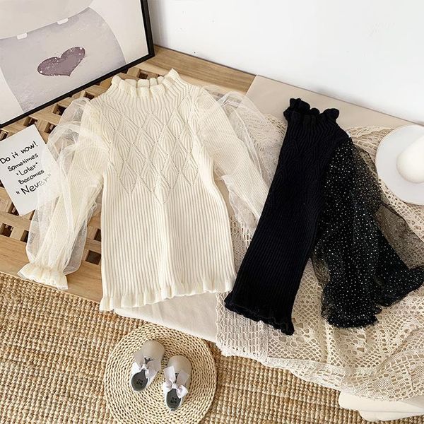 spring girl lace stitching fashion baby sweater children's bottoms knit pullover, Blue
spring girl lace stitching fashion baby sweater children's bottoms knit pullover, Blue