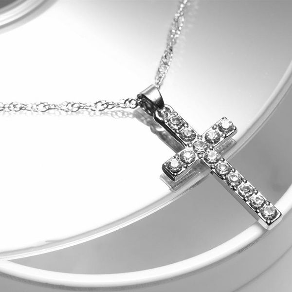 chains classic cross cz pendant necklace women's wedding party clavicle chain romantic valentine's day jewelry gifts quantum, Silver
chains classic cross cz pendant necklace women's wedding party clavicle chain romantic valentine's day jewelry gifts quantum, Silver