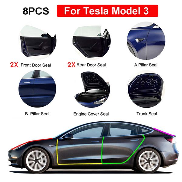 8pcs door seal kit for tesla model 3 soundproof wind noise reduction car door trim edge mounding rubber weatherstrip seal strip
8pcs door seal kit for tesla model 3 soundproof wind noise reduction car door trim edge mounding rubber weatherstrip seal strip