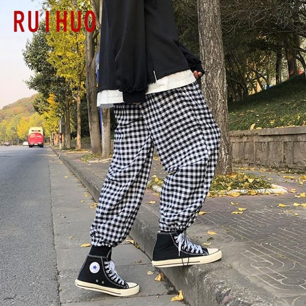 men's pants ruihuo 2021 plaid harem men trousers casual joggers sweatpants hip hop streetwear male plus size m-2xl, Black
men's pants ruihuo 2021 plaid harem men trousers casual joggers sweatpants hip hop streetwear male plus size m-2xl, Black