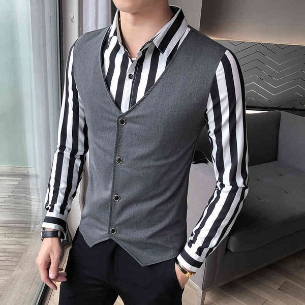 men's casual shirts mais tamanho 5xl- night club fake-2pieces camisas para roupas masculinas design simples emendado fino ajuste manga, White;black
men's casual shirts mais tamanho 5xl- night club fake-2pieces camisas para roupas masculinas design simples emendado fino ajuste manga, White;black