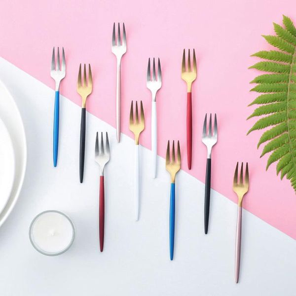 forks tea 304 fruit fork korean colorful short handle stainless steel set gold blue black el party fast 1pcs
forks tea 304 fruit fork korean colorful short handle stainless steel set gold blue black el party fast 1pcs