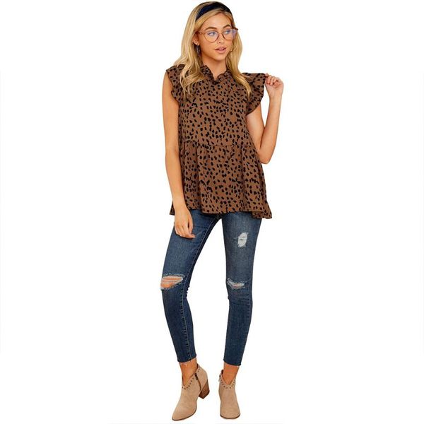 women's blouses & shirts leopard printed blouse women summer sleeveless female casual ruffles ladies eleagant stand collar blusa d30, White
women's blouses & shirts leopard printed blouse women summer sleeveless female casual ruffles ladies eleagant stand collar blusa d30, White