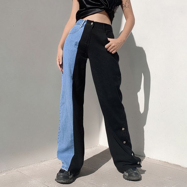 jean waist high straight leg hipster women side bloc two colored pants jeans streetwear elegant harajuku ulzzang, Blue
jean waist high straight leg hipster women side bloc two colored pants jeans streetwear elegant harajuku ulzzang, Blue