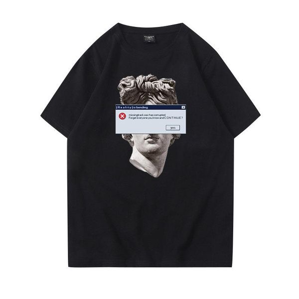 funny michelangelo statue david vaporwave men's fashion short sleeve o-neck cotton t-shirts, White;black