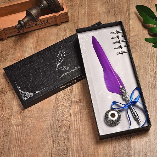 europe and the united states creative craft feather pen + ink set gift box metal can be customized fountain pens
europe and the united states creative craft feather pen + ink set gift box metal can be customized fountain pens