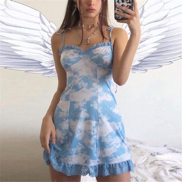 casual dresses blue sky cloud print lacework lace-up sleeveless women dress 2021 summer fresh sweet a line mini party princess vestidos, Black;gray
casual dresses blue sky cloud print lacework lace-up sleeveless women dress 2021 summer fresh sweet a line mini party princess vestidos, Black;gray