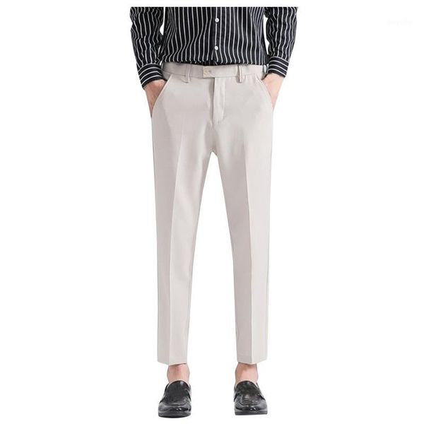 men's pants brand ankle-length men casual pleated solid suit straight fit business trousers stretch male, Black
men's pants brand ankle-length men casual pleated solid suit straight fit business trousers stretch male, Black