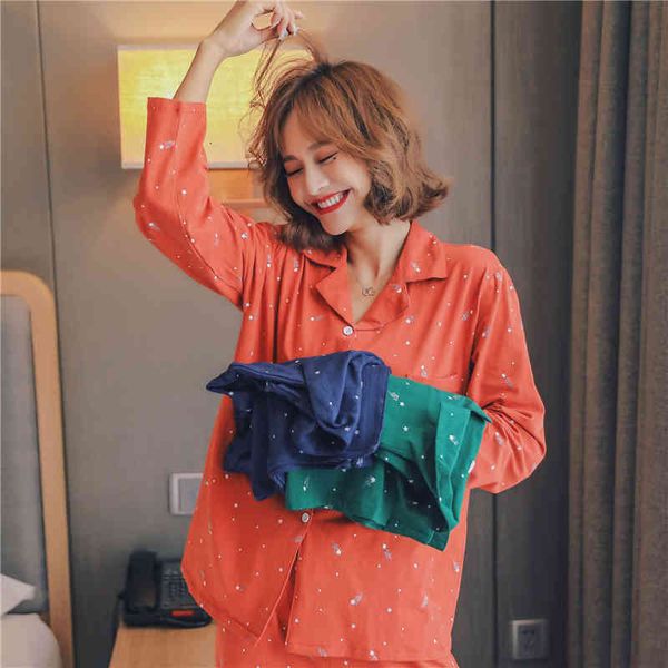 sleepwear casual cotton women pajamas autumn winter sleepwear lapel star print 2 pieces long-sleeved trousers nightwear s2zg i1fr, Black;red
sleepwear casual cotton women pajamas autumn winter sleepwear lapel star print 2 pieces long-sleeved trousers nightwear s2zg i1fr, Black;red