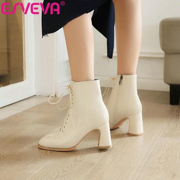 boots esveva 2021 elegant classic lace up+zipper square high heel pu leather ankle platform women shoes size 34-43, Black
boots esveva 2021 elegant classic lace up+zipper square high heel pu leather ankle platform women shoes size 34-43, Black