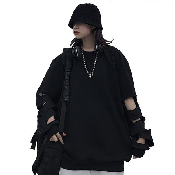 women's t-shirt lovers hip hop loose dark series solid color hollow out versatile long sleeve student gothic punk clothing 2021, White
women's t-shirt lovers hip hop loose dark series solid color hollow out versatile long sleeve student gothic punk clothing 2021, White