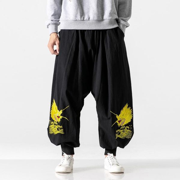 men embroidery wide leg pants 2021 male chinese style loose trousers men's oversize harem fashions streetwear, Black
men embroidery wide leg pants 2021 male chinese style loose trousers men's oversize harem fashions streetwear, Black