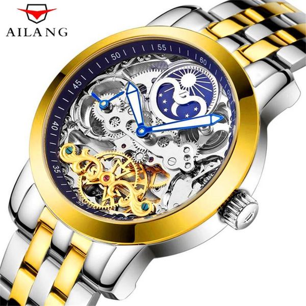 wristwatches ailang exclusive original design men's transparent mechanical watch quality waterproof stainless steel clock dual display, Slivery;brown
wristwatches ailang exclusive original design men's transparent mechanical watch quality waterproof stainless steel clock dual display, Slivery;brown