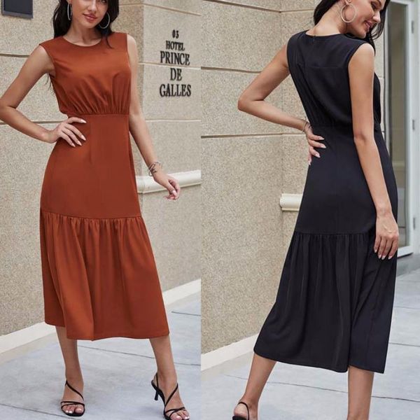 casual dresses summer dress women solid color long style sleeveless maxi ruffles sundress vestidos party, Black;gray
casual dresses summer dress women solid color long style sleeveless maxi ruffles sundress vestidos party, Black;gray
