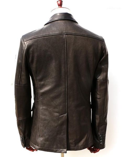 men's litaly 2021 genuine leather suit smart casual slim fit goat skin three buckles leisure men jacket male & faux, Black
men's litaly 2021 genuine leather suit smart casual slim fit goat skin three buckles leisure men jacket male & faux, Black