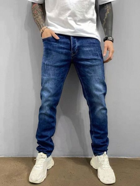 men solid straight leg jeans o3xg#, Blue
