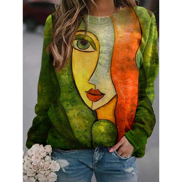 face map women s fashion 3d printing short slim t-shirt autumn long sleeve round neck basic casual, White
face map women s fashion 3d printing short slim t-shirt autumn long sleeve round neck basic casual, White