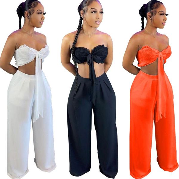 women's two piece pants women set solid sleeveless strapless shirring bandage crop wide leg 2 sets tracksuit summer outfits, White
women's two piece pants women set solid sleeveless strapless shirring bandage crop wide leg 2 sets tracksuit summer outfits, White