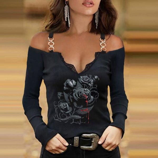 women's blouses & shirts v neck long sleeve blouse summer women printed hollow out t shirt fashion lace stitching off shoulder casual b, White
women's blouses & shirts v neck long sleeve blouse summer women printed hollow out t shirt fashion lace stitching off shoulder casual b, White