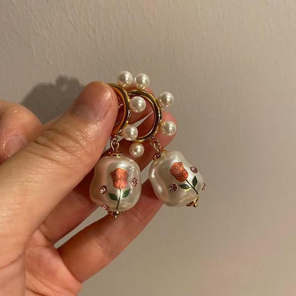 dangle & chandelier french retro irregular baroque pearl rose print ins blogger earrings sweet girls romance pink rhinestone tender eardrop, Silver
dangle & chandelier french retro irregular baroque pearl rose print ins blogger earrings sweet girls romance pink rhinestone tender eardrop, Silver