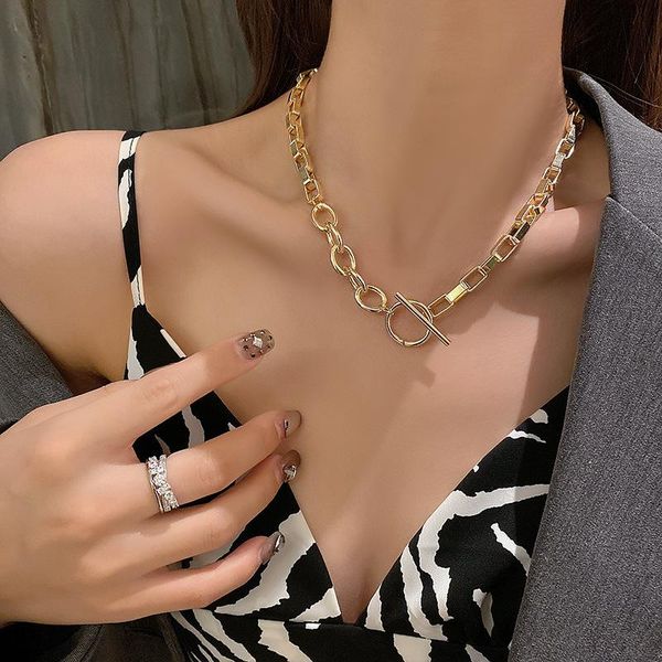 chains exaggerated thick chain buckle gold ring necklace minimalist simple fashion design jewelry, Silver
chains exaggerated thick chain buckle gold ring necklace minimalist simple fashion design jewelry, Silver