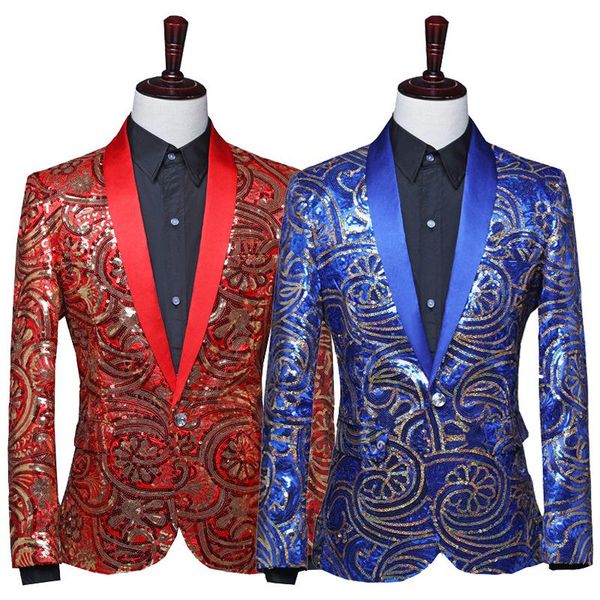 men's suits & blazers sequin blazer jacket men stage party mens suit floral dress luxury performance wedding grooms costume homme, White;black
men's suits & blazers sequin blazer jacket men stage party mens suit floral dress luxury performance wedding grooms costume homme, White;black
