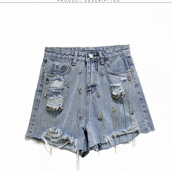 fashion denim shorts for women high waist luxury tassel beading short summer 210601, White;black
fashion denim shorts for women high waist luxury tassel beading short summer 210601, White;black
