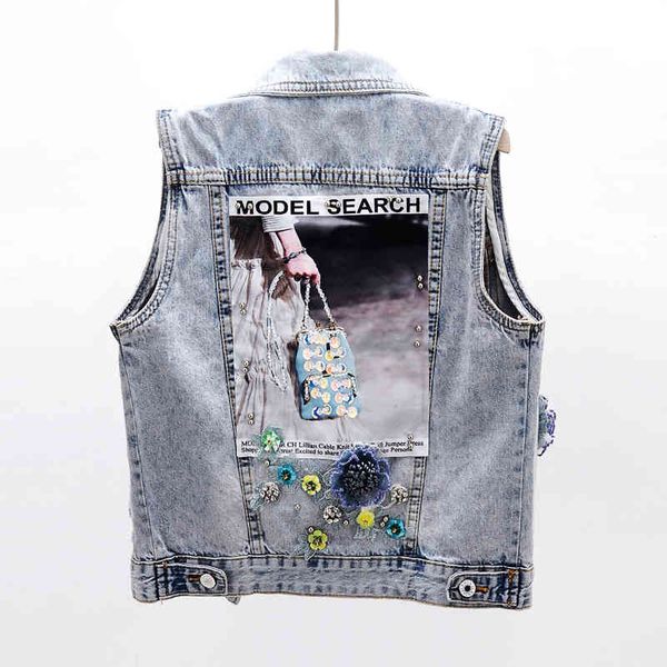 jacket summer denim vest women short sleeveless jacket coat beading sequins flowers print waistcoat plus size slim jeans vests female, Black;brown
jacket summer denim vest women short sleeveless jacket coat beading sequins flowers print waistcoat plus size slim jeans vests female, Black;brown