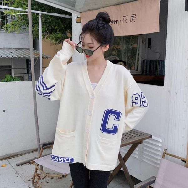 women's sweaters make firm offers striped sweater coat letters embroidery hit japanese logo autumn winter restoring ancient ways, White;black
women's sweaters make firm offers striped sweater coat letters embroidery hit japanese logo autumn winter restoring ancient ways, White;black