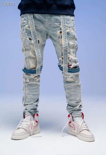 men's jeans rk771 fashion 2021 runway luxury european design party style clothing, Blue