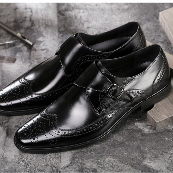 men dress shoes fashion brogue genuine leather formal oxfords man comfortable office wedding party footwear, Black
men dress shoes fashion brogue genuine leather formal oxfords man comfortable office wedding party footwear, Black