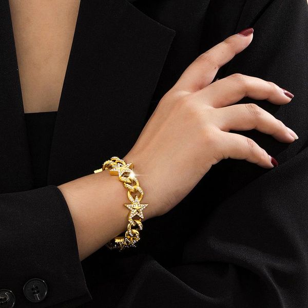 charm bracelets timeonly temperament bling rhinestone star cuban chain for women gold color link bracelet fashion accessories, Golden;silver
charm bracelets timeonly temperament bling rhinestone star cuban chain for women gold color link bracelet fashion accessories, Golden;silver
