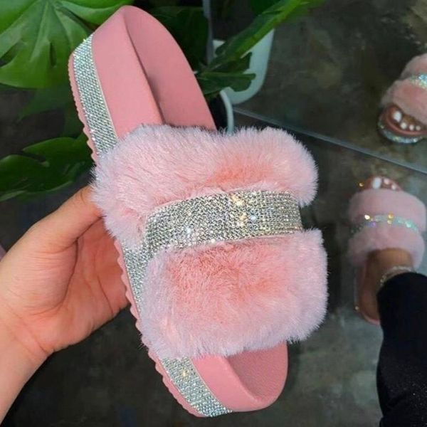 slippers autumn diamond thick soled woolly women's large shoes, Black 
slippers autumn diamond thick soled woolly women's large shoes, Black