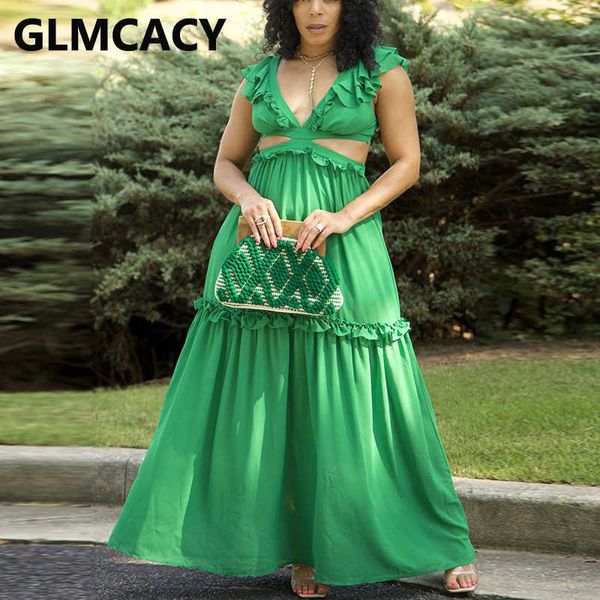 ruffles sweet solid maxi dress casual summer evening party dress 210702, Black;gray
ruffles sweet solid maxi dress casual summer evening party dress 210702, Black;gray