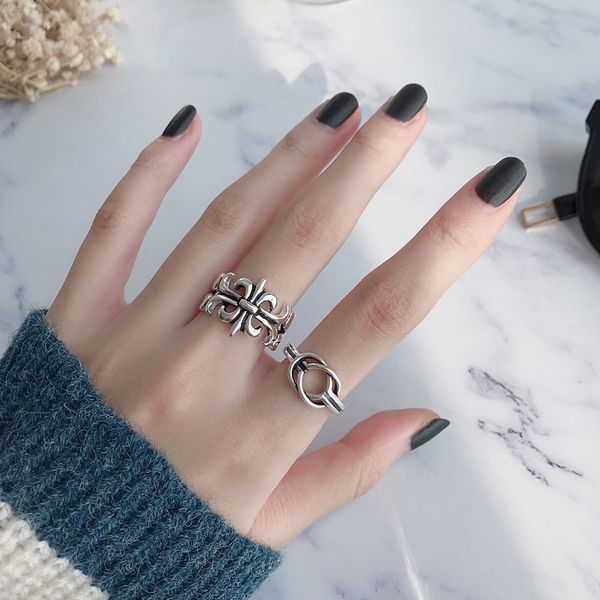 luxury party favor chrome/hearts rings japanese and korean style thai silver ring female pointed cross opening adjustable simpl
luxury party favor chrome/hearts rings japanese and korean style thai silver ring female pointed cross opening adjustable simpl