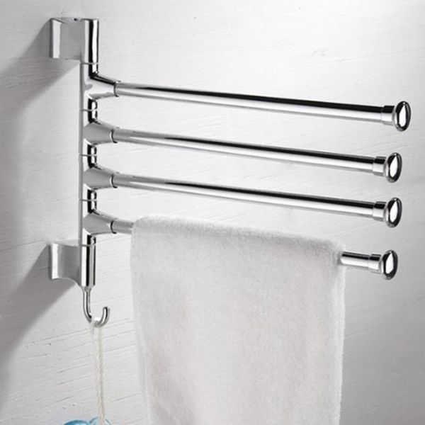 wall-mounted stainless steel 4 swivel bars bathroom towel rack hanger holder organizer (silver) racks