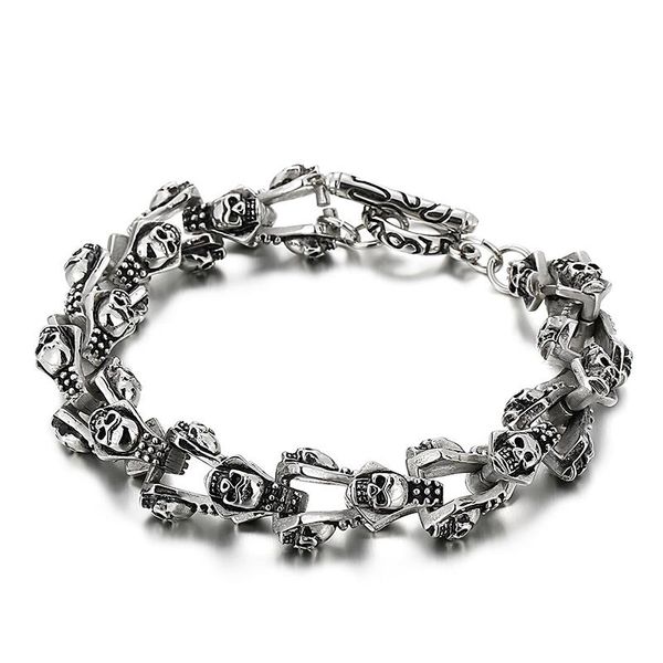 link, chain haolynjoy gothic skull soldier combination strange men's stainless steel bracelet beautiful jewelry, Black
link, chain haolynjoy gothic skull soldier combination strange men's stainless steel bracelet beautiful jewelry, Black