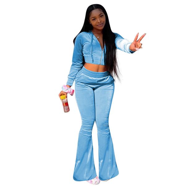 2022 women hoodies tracksuits fashion solid velour two piece outfits zipper pocket long sleeve sweatshirt flared pants matching set, Gray
2022 women hoodies tracksuits fashion solid velour two piece outfits zipper pocket long sleeve sweatshirt flared pants matching set, Gray