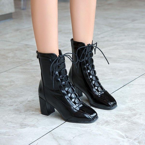 boots women 2021 lace-up ladies classic pointed leather high-heeled middle tube square heel shoes, Black
boots women 2021 lace-up ladies classic pointed leather high-heeled middle tube square heel shoes, Black