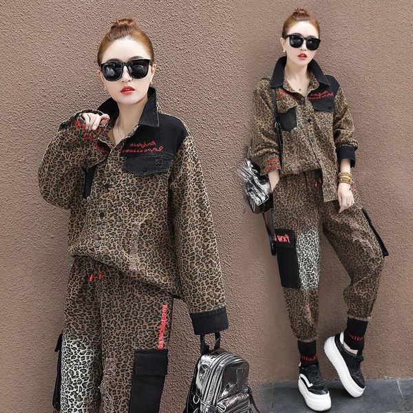 women's two piece pants 2021 fashion high street ladies punk sets outfits vintage denim leopard jacket + jeans womens jean 2pcs, White
women's two piece pants 2021 fashion high street ladies punk sets outfits vintage denim leopard jacket + jeans womens jean 2pcs, White
