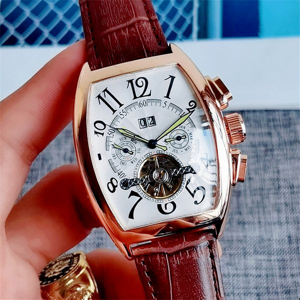 5-1men automatic mechanical watches tourbillon date monte luxury designer stainless steel dial leather strap watch sports business, Slivery;brown
5-1men automatic mechanical watches tourbillon date monte luxury designer stainless steel dial leather strap watch sports business, Slivery;brown