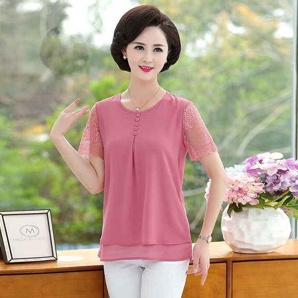 women's blouses & shirts summer mother clothing loose 5xl plus size lace short sleeve chiffon shirt female blouse women button o-neck p, White
women's blouses & shirts summer mother clothing loose 5xl plus size lace short sleeve chiffon shirt female blouse women button o-neck p, White
