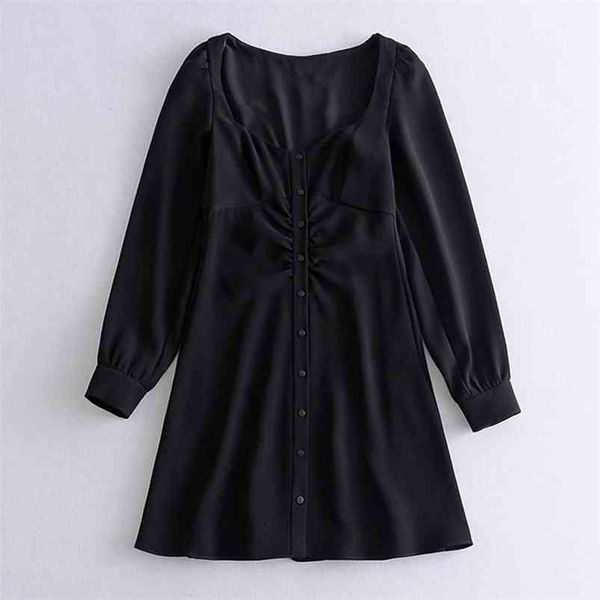 summer women vintage pleated dresses long sleeve buttons black mini female elegant street a-line dress vestidos 210513, Black;gray
summer women vintage pleated dresses long sleeve buttons black mini female elegant street a-line dress vestidos 210513, Black;gray