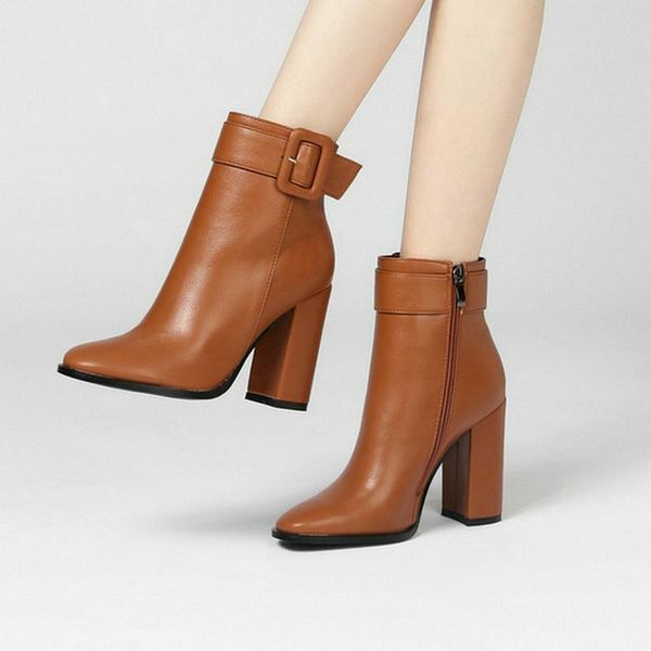 boots 2021 faux leather women ankle fashion pointed toe square high heel short autumn winter shoes big size 43, Black
boots 2021 faux leather women ankle fashion pointed toe square high heel short autumn winter shoes big size 43, Black
